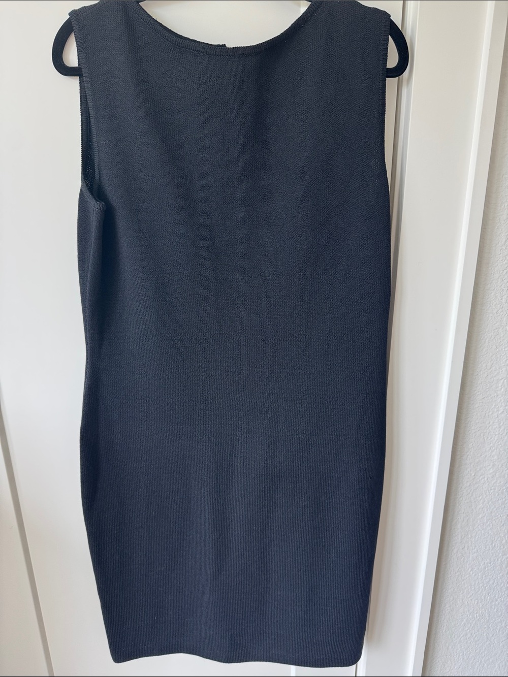 St. John Black Sleeveless Midi Knit Sheath Dress